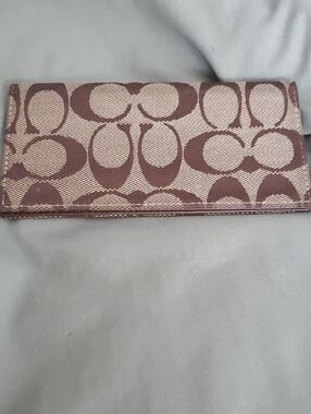 Coach Continental Wallet in Taupe and Brown Jacquard